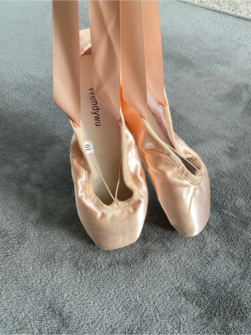 Wendywu Pink Satin Pointe Ballet Shoes Size 10 - Picture 15 of 16